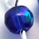 Iridescent dark blue glass rosary