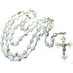 Glass rosary, crystal white