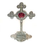 Edles St. Bonaventura-Kreuz, Zinn mit Glaseinlage