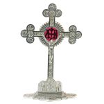 Noble St. Bonaventure cross, pewter with glass inlay