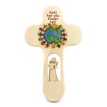Children&#039;s cross &quot;Children of the world&quot; with carved angel