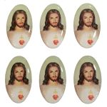 Heart of Jesus stickers, oval pack of 6