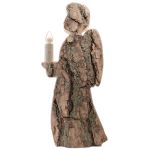 Angel with candle carved from bark