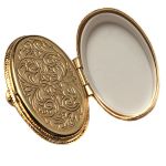 Rosary case or pill box Barmerherziger Jesus, oval gold-colored