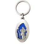 Christophorus key ring, with blue inlay