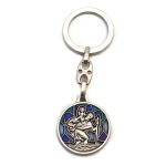 Key chains enamel blue Christophorus/Come home safely