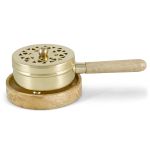 modern smoking pan brass removable lid, wooden plate