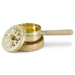 modern smoking pan brass removable lid, wooden plate