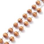 Rosenkranz aus Kiefernholz gebeizte Perle mit Metallkreuz
