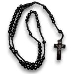 Geflochtener Rosenkranz aus Holz, schwarz